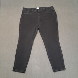 Time & Tru Jeans Womens Size 16 Petite High Rise Skinny Black Denim